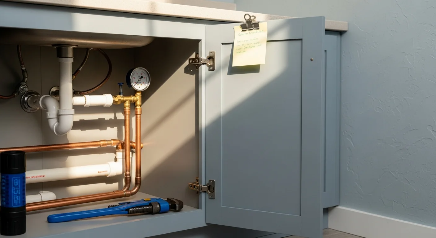 Plumber inspecting residential plumbing system